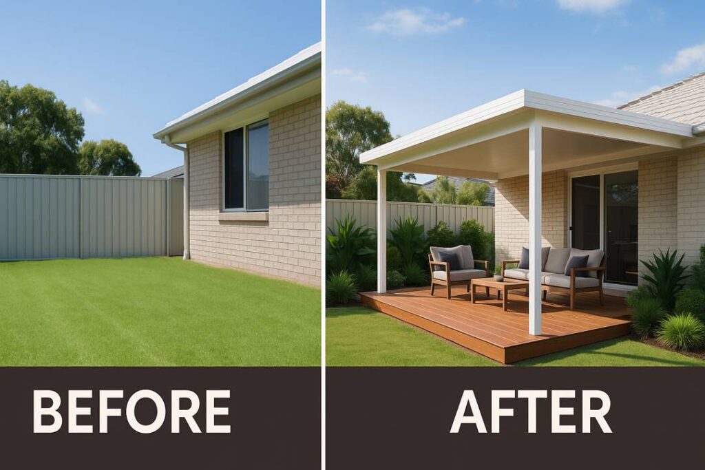 Backyard transformation, before and after
