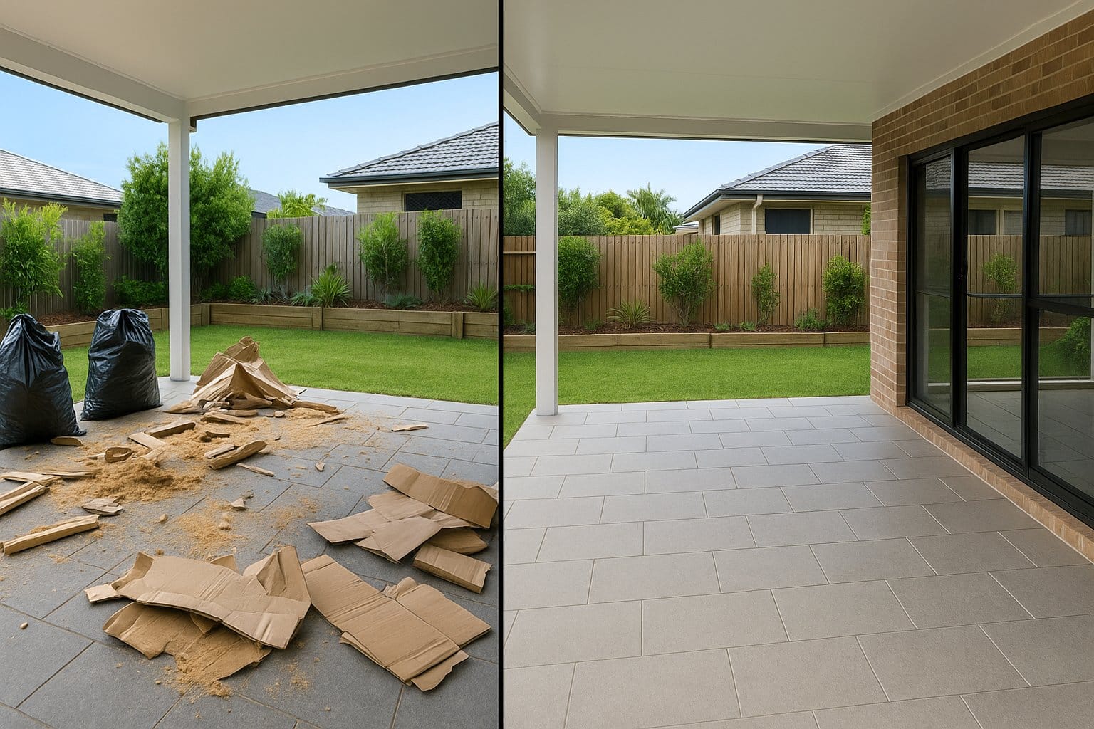 Do Builders Clean Up After Themselves? The Honest Truth 1 Before and After Patio Cleanup