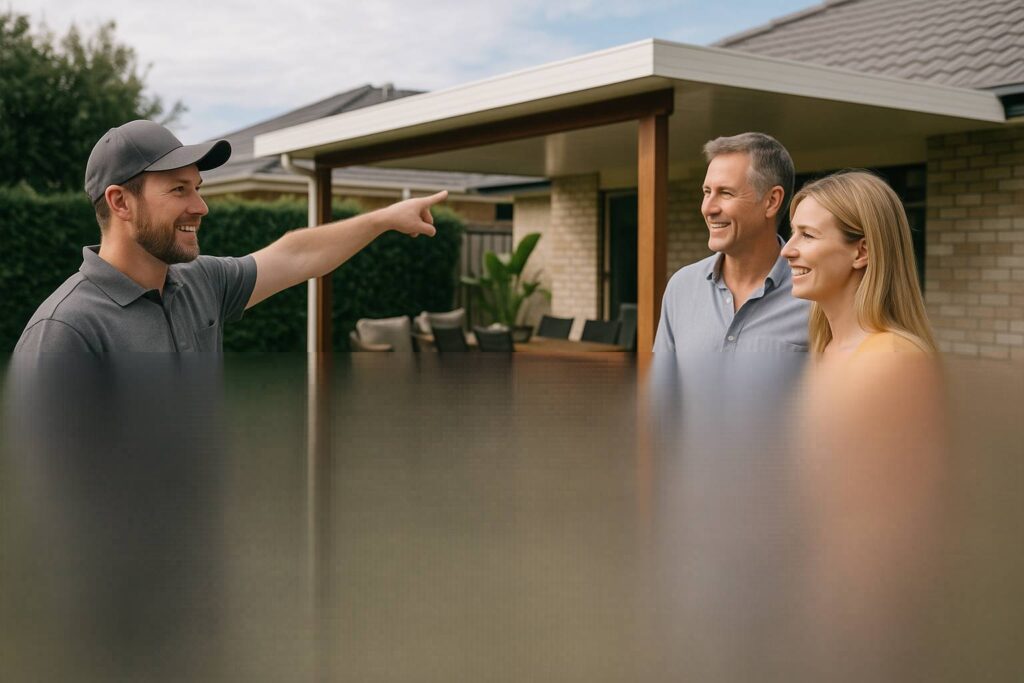 Consulting with a professional patio builder