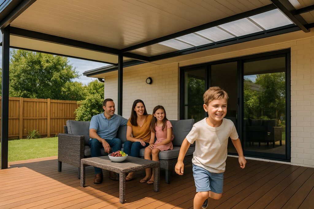 Family enjoying their outdoor patio