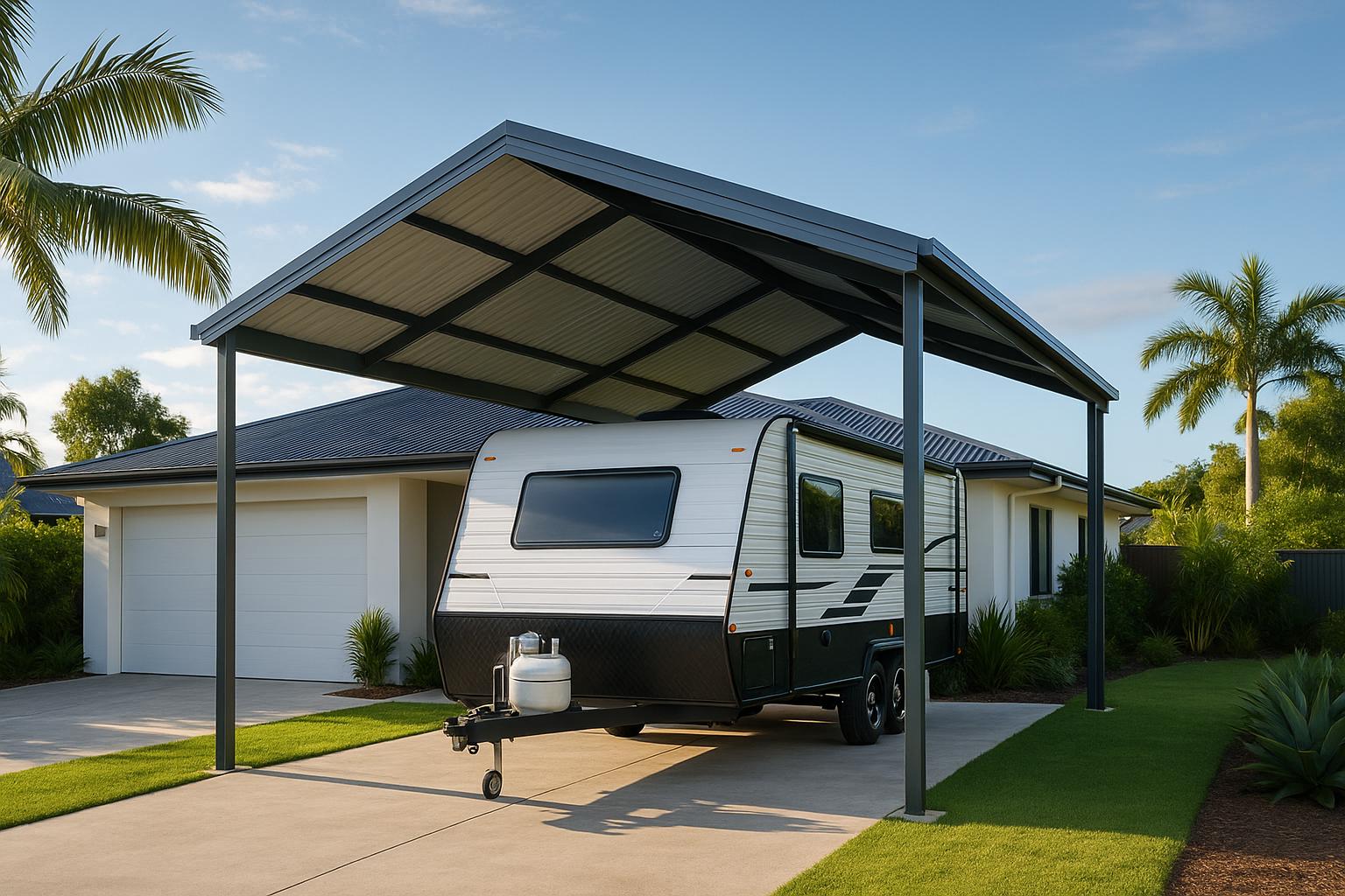 Modern single caravan carport