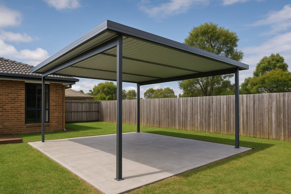 Freestanding carport with colorbond and steel finishes