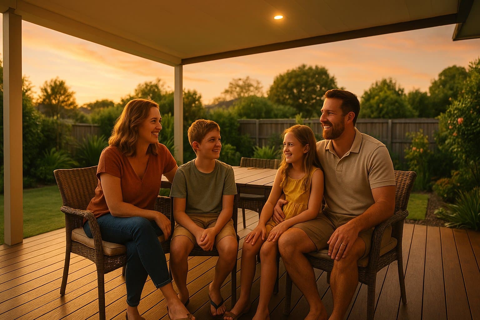 A_photograph_captures_a_Caucasian_family_of_four_o_compressed Family Relaxing on Patio