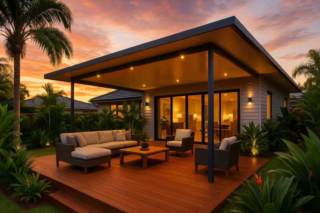 A modern luxury backyard patio