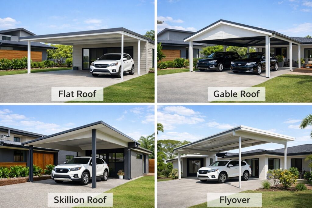 Carport Builders Arundel 1 Side-by-side comparison of a plain driveway and a transformed space with a modern carport installed
