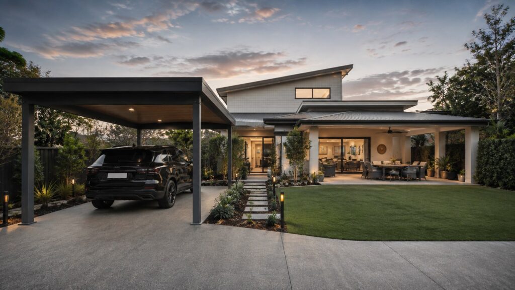 Attached vs Freestanding Carports: Which Suits Your Home Better? 3 Freestanding carport and patio designed to match the style of a Gold Coast home.